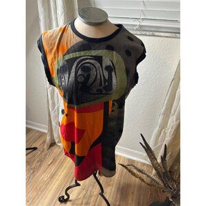 VTG 90s Custo Barcelona Sleeveless Pop Art Graphic Shirt Girl face  Abstract  XL